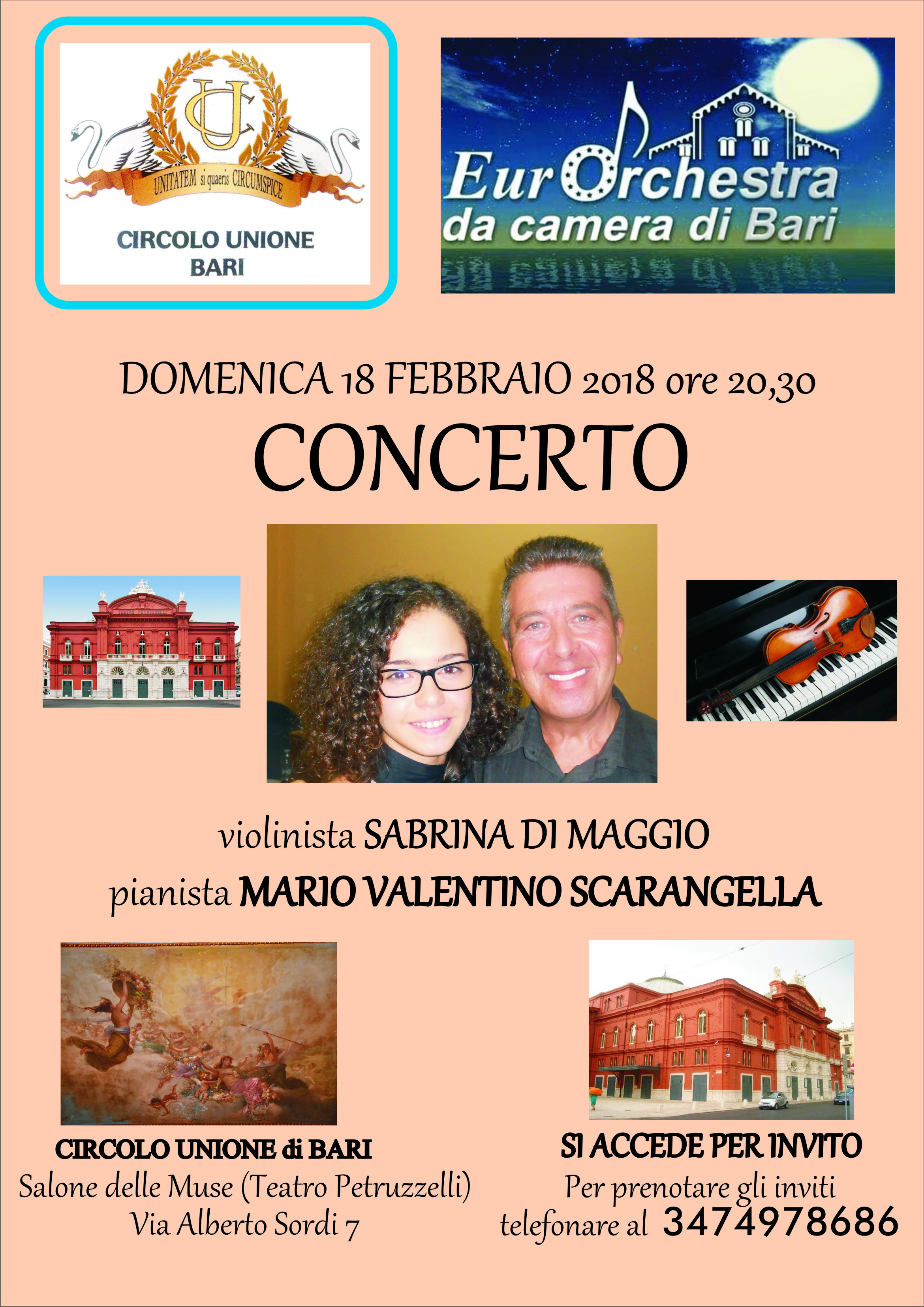 locandina 18 FEBBRAIO 2018_Sabrina Di Maggio_Mario Valentino Scarangella_Circolo Unione di Bari_EurOrchestra